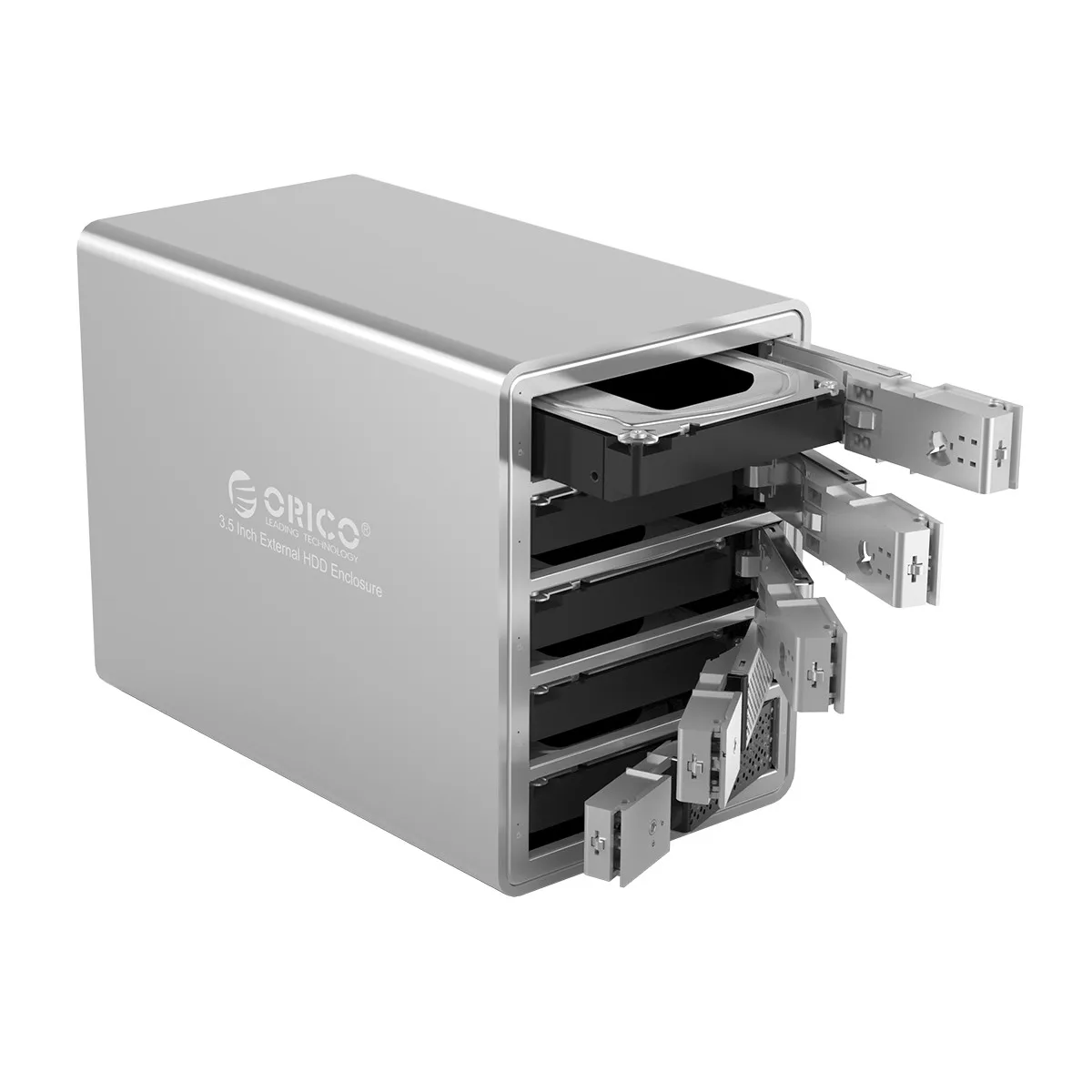 ORICO Алюминий 5 Bay 3,5 1,8-дюймовый жёсткий диск корпус, SuperSpeed USB3.0, Поддержка RAID, инструмент-бесплатная Установка-черный (9558RU3-BK)