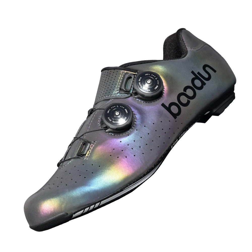 BOODUN Breathable Road Cycling Shoe Photochromism Vamp Carbon Fiber Ultralight Self-Locking Shoe Professional Road Bicycle Shoes