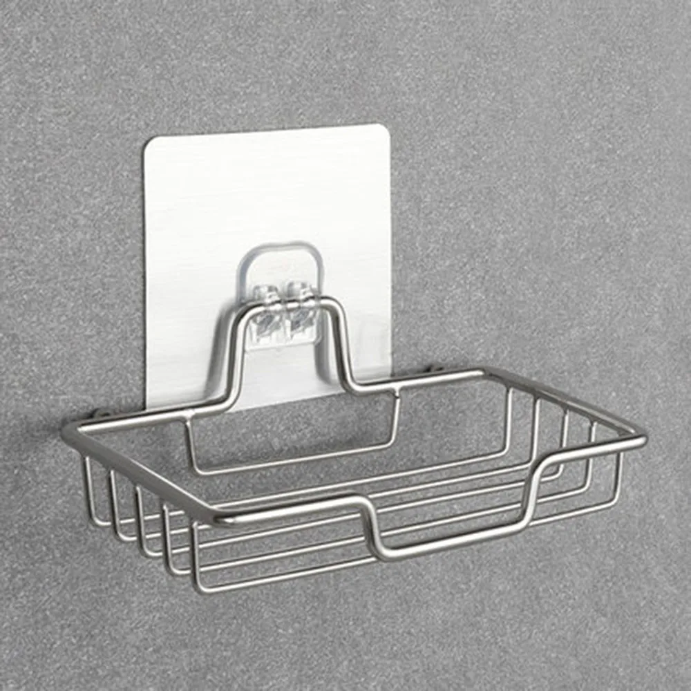 

Stainless Steel Wall Mounted Container Strong Shower Tray Home Decor Soap Dish Holder Saver Bathroom Rack Storage