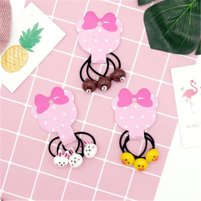 

Kids Children Girl Elastic Hair Band Clips Sets Cute Cartoon Animal Rabbit Bear Duck Head Wear Accessories-MYE-W7