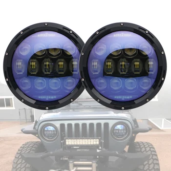 

130W 7" Inch Blue Projector Headlights DRL/Amber Turn Signal for Land Rover Defender 90 and 110Hummer H1 H2