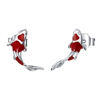 

Red Koi Earrings Women's Fine Small Earrings Wedding Jewelry Gift Lucky Koi Earrings Earrings