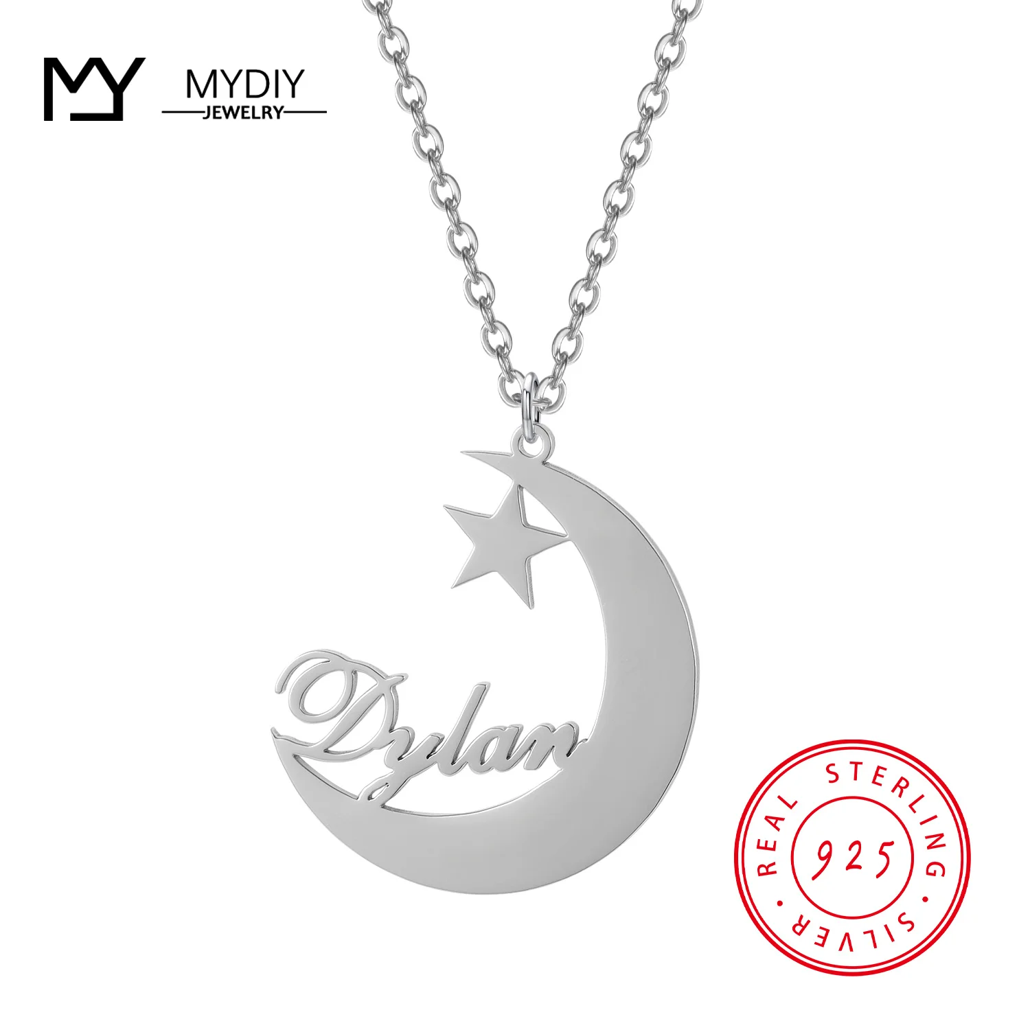 Moon Shape Life Of Tree Design Personalized Custom Name Necklace 925 Sterling Silver Necklaces & Pendants  Moon Couple Necklace