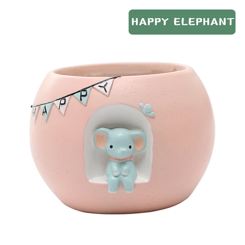 elephant Креативный горшок с животными, подставка для кактуса, цветочный горшок, умный кашпо, Орхидея, суккулент, мультфильм корги, слон, единорог, кролик - Цвет: elephant