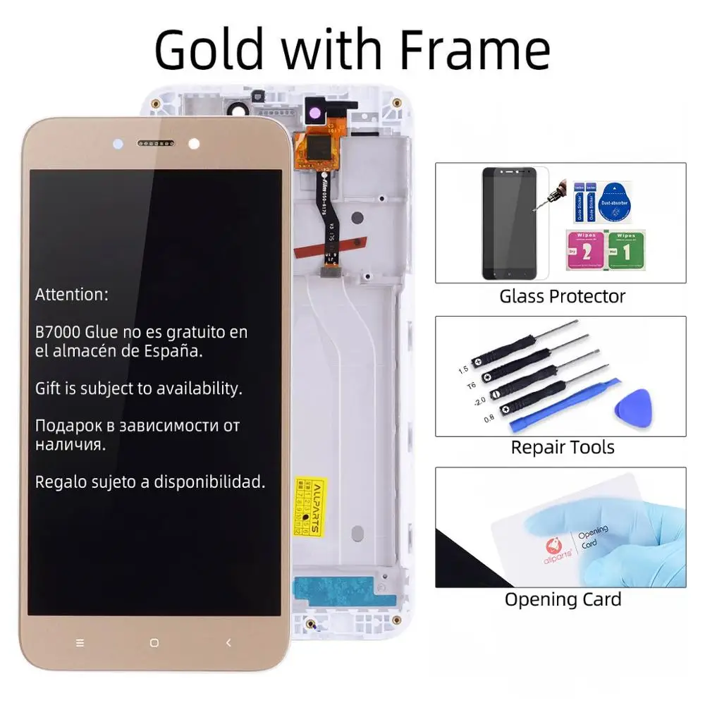 with Frame Gold Дисплей для Xiaomi Redmi 5A LCD в сборе с тачскрином на рамке 5.0'' черный белый золото - Цвет: with Frame Gold