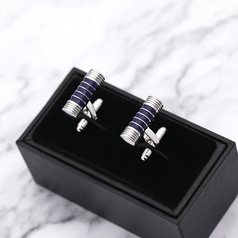 business simple style male cufflinks suit jewelry cufflinks black/blue Round stick men accessories fashion trendy