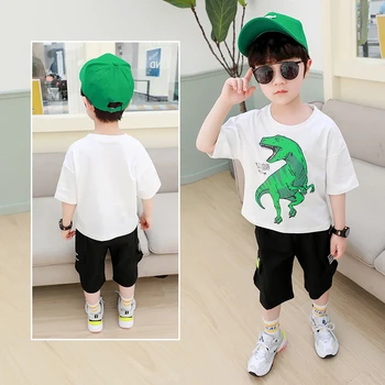 

Boy summer suit 2020 new children's fashion printed T-shirt casual five-point pants two-piece short sleeve kids clothes outfits