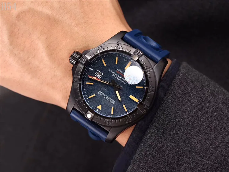 2 Men Automatic Self Wind Mechanical Best Quality Rubber Strap James Bond 007 Style Orange Blue Red Rotatable Bezel Classic Watch - Цвет: 2