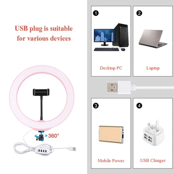 

Hotsale 360 Degree 3 Modes Dimmable LED Ring Vlogging Selfie Photography Video Lights Pink Fill light