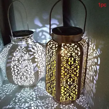 

Retro Garden Solar Light Hollowed Out Maple Leaf Shadow Lantern Hanging Hollow Lamp Lighting Outdoor Waterproof Landscape Lamp