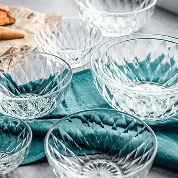 

Thick Glass Bowl Rice Bowl Soup Bowl Noodle Bowl Home Good-looking Bowl Tableware Set Large Bowl Fruit Salad Bowl Ramen Cereal