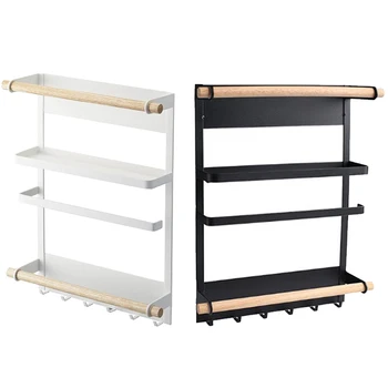 

Refrigerator Rack Kitchen Free Punching Hanging Paper Rack Multifunctional Side Wall netic Storage Rack