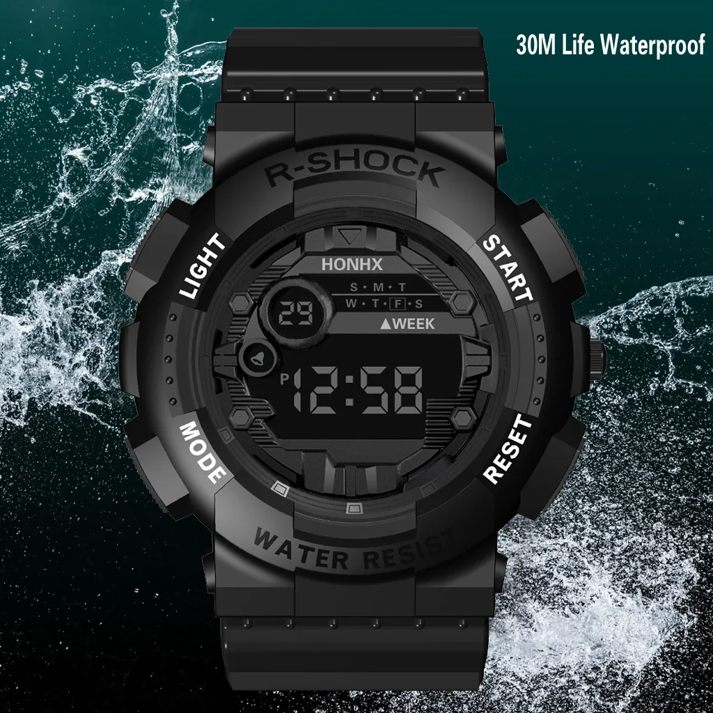 Luxury Mens Digital Watches Fashion Waterproof Men's Boy LED Digital Stopwatch Date Rubber Sport Wrist Watch Zegarki Damskie afbeelding