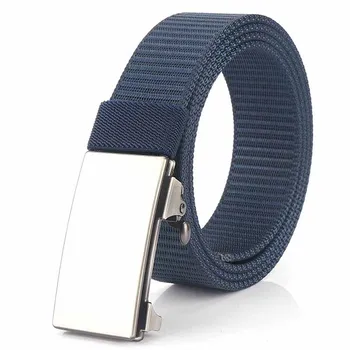 

2020 New Auto Buckle Inner Belt Men Casual All around Jeans Matte Black Belt High quality luxury brands True nylon 125CM