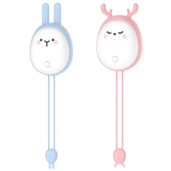 

2pcs USB Rechargeable Hand Warmers Heater Pocket Mini Cartoon Power Bank Handy Heater Warmers 6000MAh - Blue & Pink