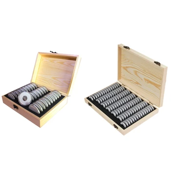 

Wooden Coins Display Storage Box Case+100 Grids Round Slab & Wooden Coin Display Storage Box Case