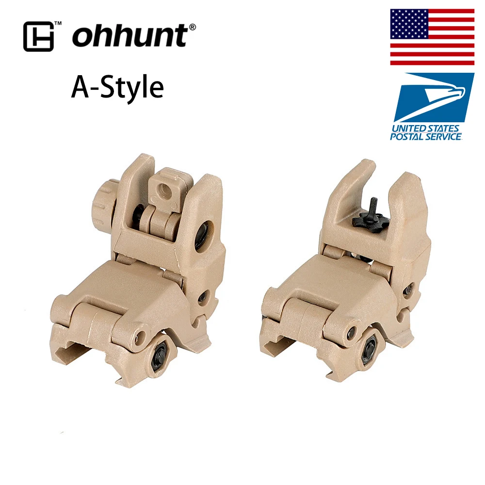 Ohhunt Model 4 AR 15 Tactical Flip up Front Rear Sight Set Polymer Sights Windage Adjustment For 1913 Picatinny Rail handguards