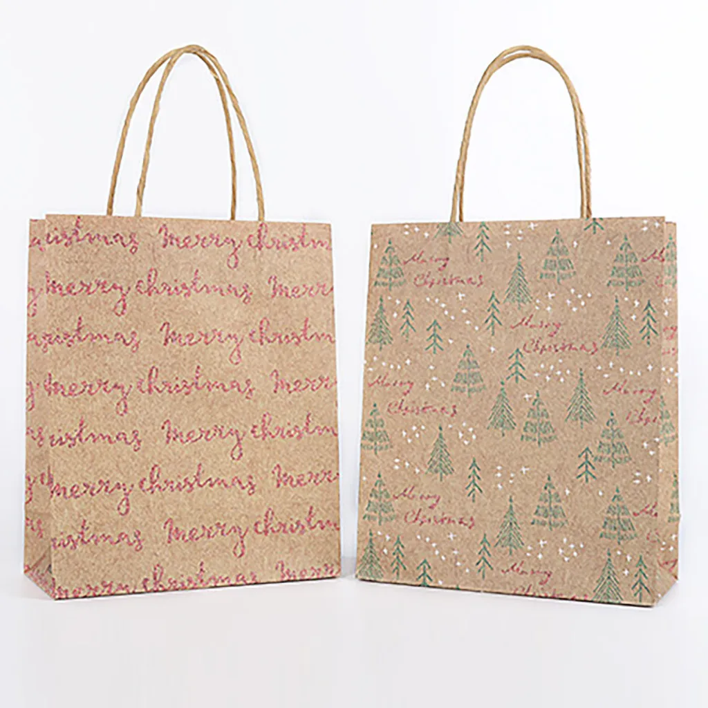 4pcs Christmas Gift Bag Kraft Paper Bags Candy Box BagChristmas Goodie Bags Paper Gift Bags Paper christmas Packaging Sweets