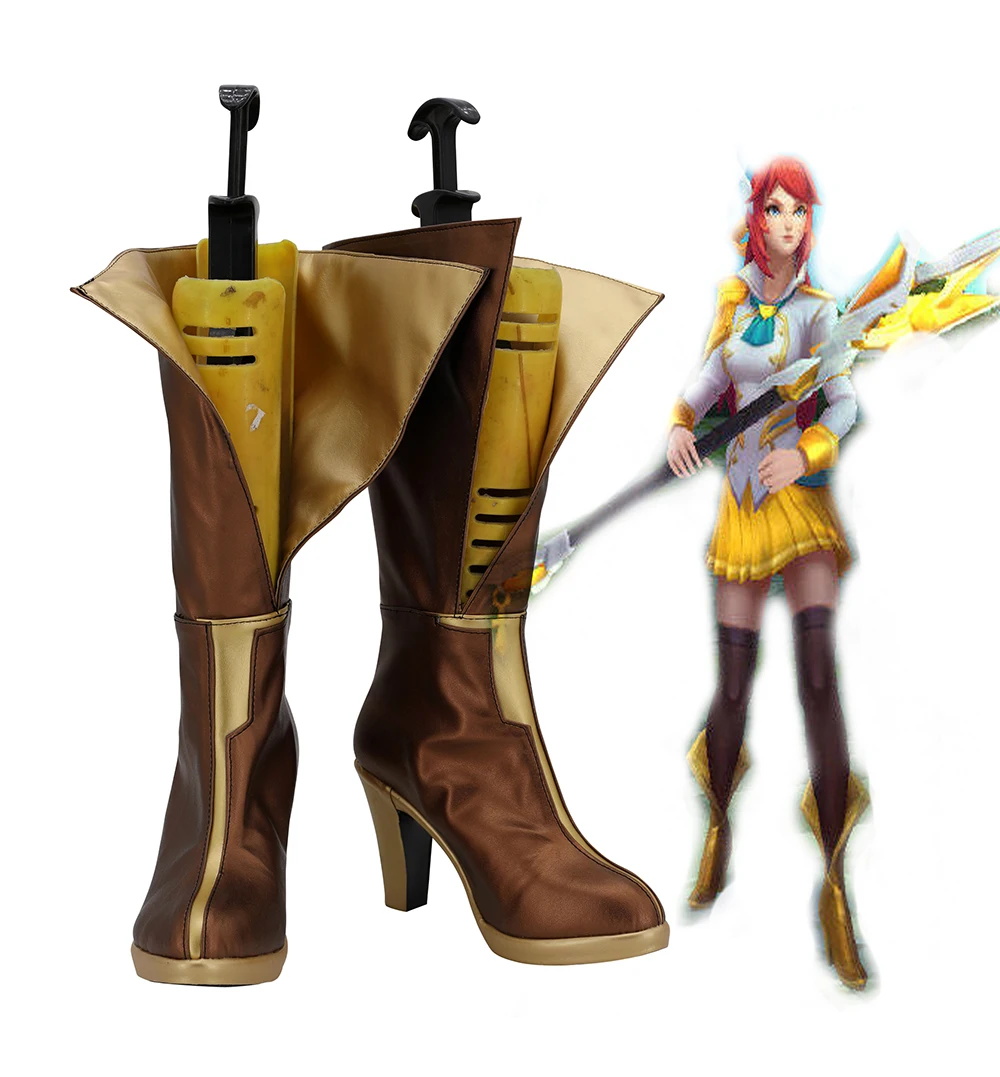 

Game LOL Luxanna Crownguard Prestige Edition Cosplay Boots High Heel Golden Shoes Custom Made