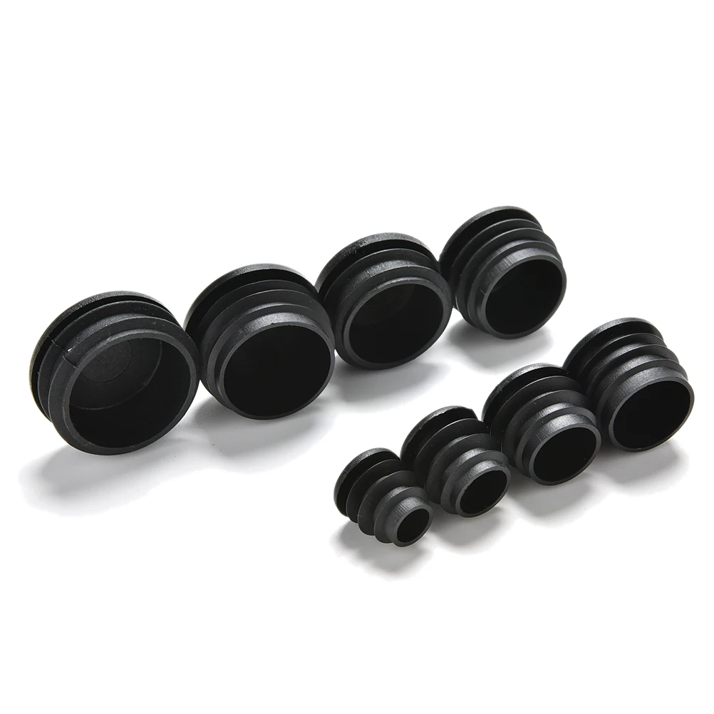 10x Black Plastic Blanking End Caps Cap Insert Plugs Bung For Round Pipe TuFBDC 