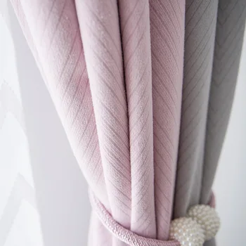 

Customized Curtain Simple Modern Grey and Pink Cloth Curtains for Living Room Cashmere Jacquard Blackout Curtains for Bedroom