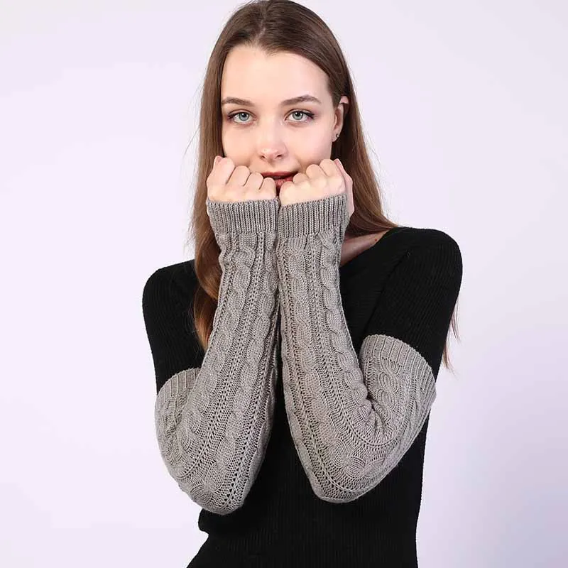 

Winter Women Gloves Knitting Gloves Long section Fingerless Gloves Sleeve Solid color Keep warm winter Gloves