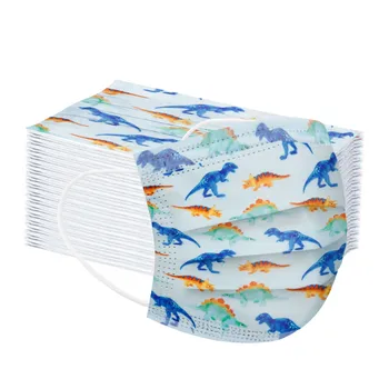 

50PCS Cartoon Dinosaur Disposable Face Mask Kids Children 3 Layers Masks Non-woven Fabric Mouth Cover Maseczki Dla Dzieci