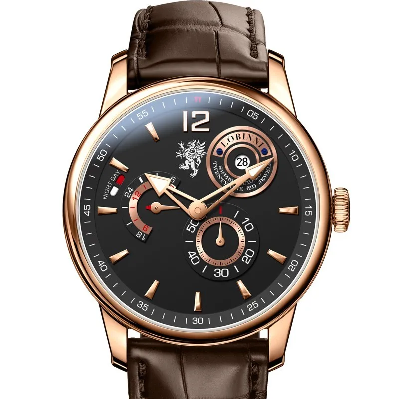 

Luxury Brand LOBINNI Switzerland Men's Watches Sapphire Automatic Mechanical Watch Man Multi-function Luminous Waterproof L18012