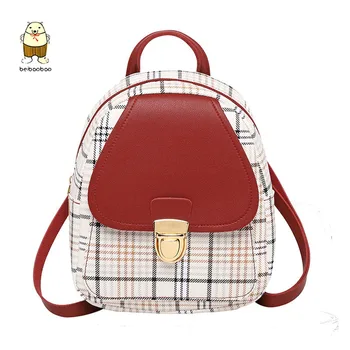 

Beibaobao Phone Purse Korean Style New Trendy Female Bagpack Mini Backpack Crossbody Bag For Teenage Girl Plaid Women Shoulder