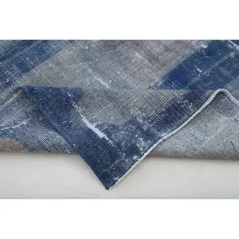 

124x334 Cm Blue Handmade English Over Dyed Runner Rug-4x11 Ft