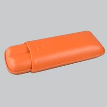 COHIBA оранжевый мягкий кожаный чехол-держатель для сигар 2 трубки с необычной подарочной коробкой