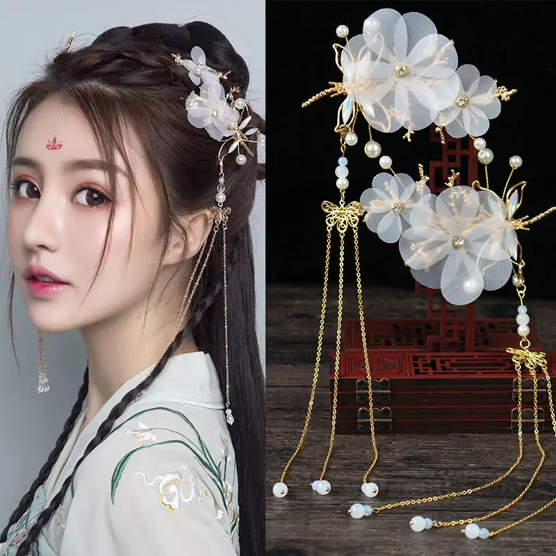 Заколка для волос Hanfu в древнем стиле аксессуары-кисточки с длинными бусинами