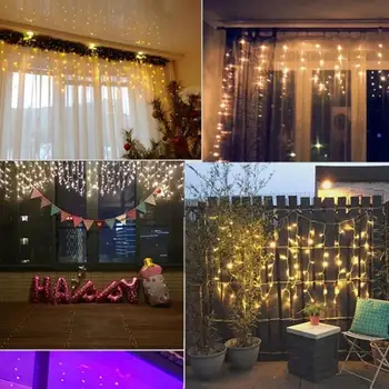 

Solar Power 96LED Decorative Fairy Light Curtain Light String US Regulations Festival Xmas Decor Landscape Lamp Romantic