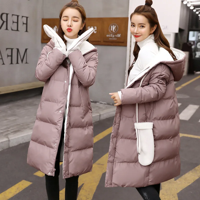 

Mid-length Cotton-padded Clothes Female Winter New Style 2018 WOMEN'S Dress Korean-style Fold-down Collar Waist Hugging Slimming