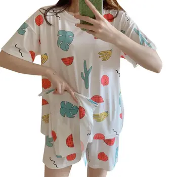 

Sweet Sleepwear Sets For Women Lovely Fruit Pattern Print Top and Shorts Sets Home Wear Hot Sale Femme Underwear Pijamas