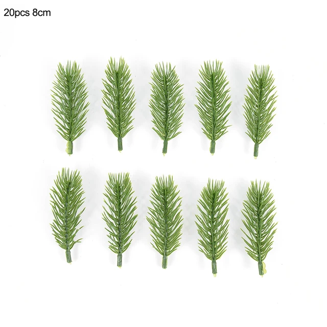 10/20pcs Artificial Pine Branches Needle Fake Plants Christmas Wreath Garland Decorations for Home Xmas Tree Ornament DIY Craft 20pcs 8cm