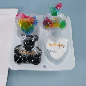 

DIY Crystal Epoxy Mould Cute 3D Love/Bear Doll Silicone Mold Fit Jewelry Ornaments Home Decoration Crafts Making For Resin