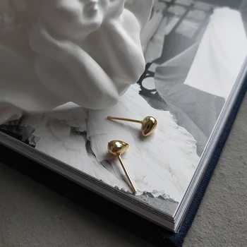 

GHIDBK Statement 295 Sterling Silver Waterdrop Stud Earrings Tiny Minimalist Designed Earring Studs Women Street Style Earring