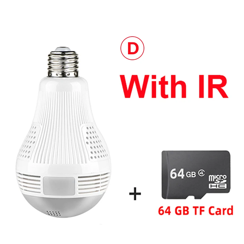 Panorâmica sem Fio de Segurança em Casa Wi-fi Cctv Fisheye Lâmpada Câmera ip Led Luz 5 High Quality Computador e Escritório