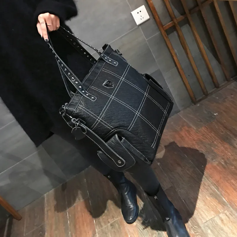 

Fashionable Wild Large-capacity Tote Bag Tide Brand Temperament Shoulder Bag Multifunctional Dual-use Soft Leather Casual Bags