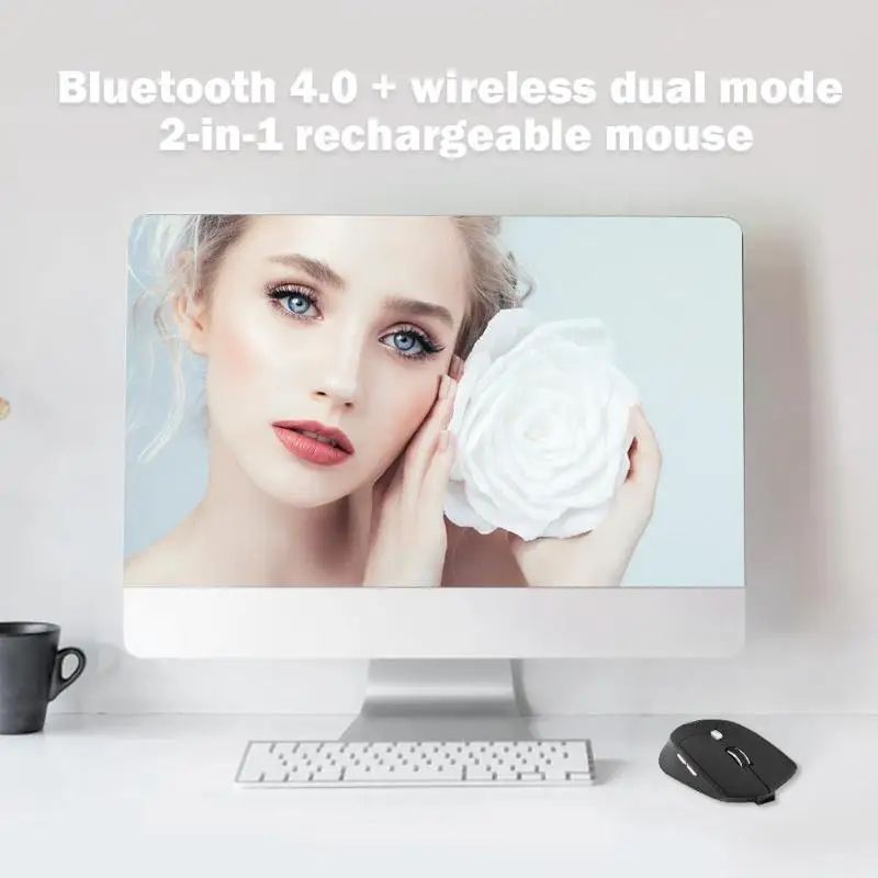 VODOOL Bluetooth 4,0 2,4 ГГц Беспроводная Двухрежимная перезаряжаемая мышь 2400 dpi оптическая игровая мышь для Mac PC компьютера ноутбука