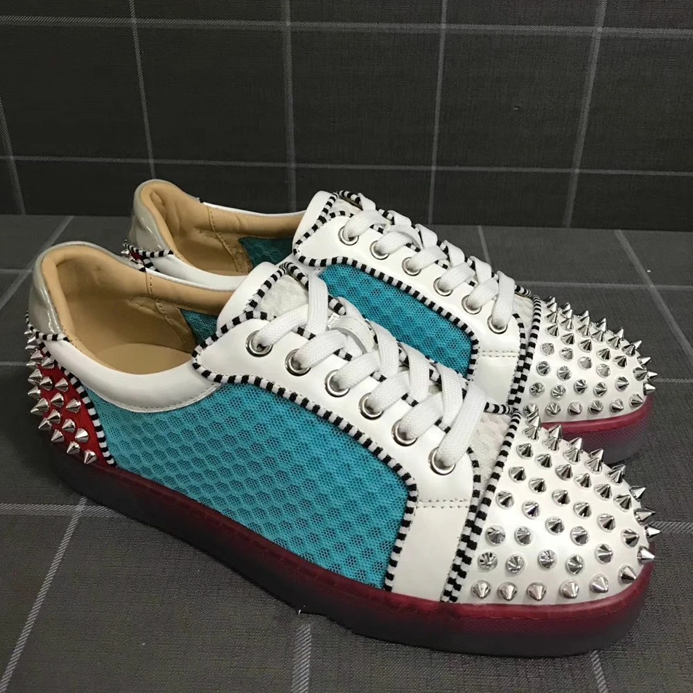 shoes with teal bottoms