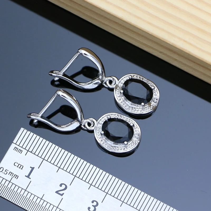 12 Colors Gemstone Silver 925 Jewelry Sets Black Obsidian Birthstone Earrings Bracelet Resizable Ring Necklace Wholesale 5
