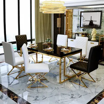 

Light luxury dining table and chair combination simple small family type