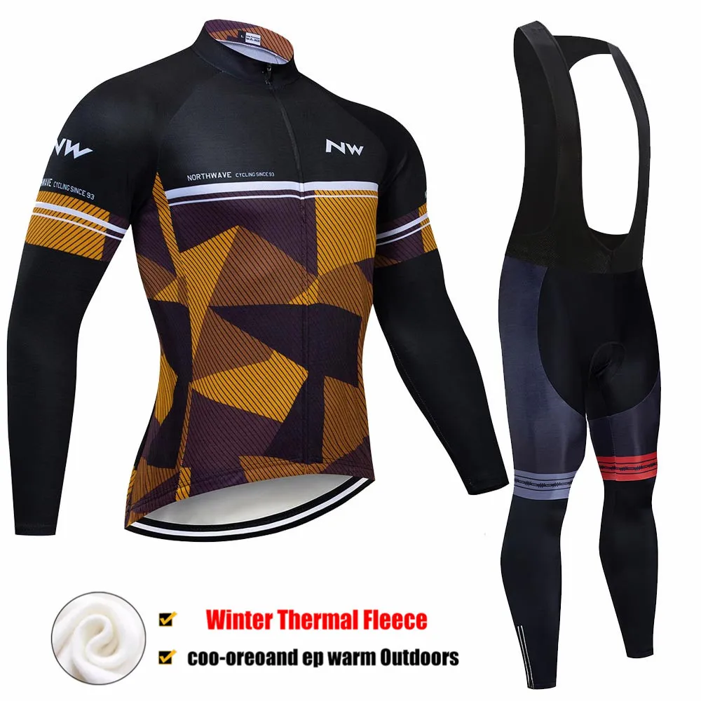 Pro Team NW Велоспорт Джерси 9D Bib набор MTB Форма велосипед одежда мужская зимняя теплая флисовая велосипедная Одежда для велоспорта