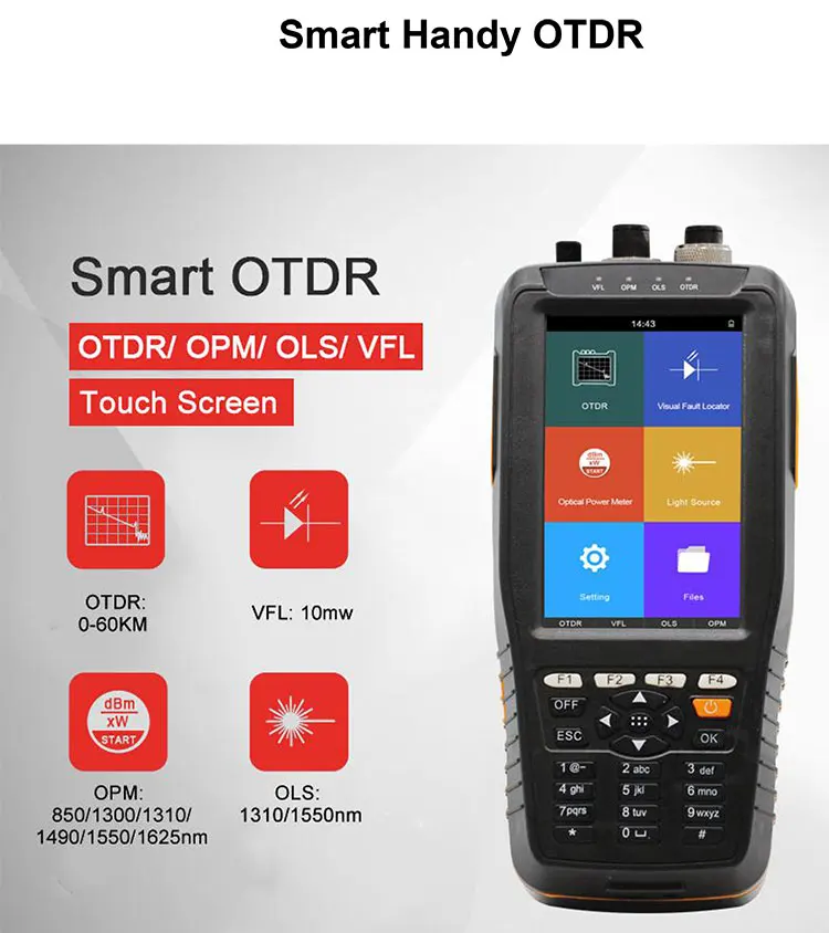 Singlemode 1550nm 30dB SM OTDR Fiber Optic Tester w/ODTR Launch Cable Box 