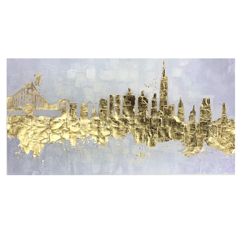 100% ручная роспись Абстрактная Роскошная городская картина маслом на холсте
