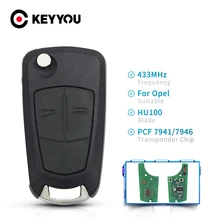 Keyyou pcf7941/pcf7946 chave de controle remoto 2/3 botões para opel vauxhall astra h 2004-2009 zafira b 2005-2013 vectra c 2002-2008
