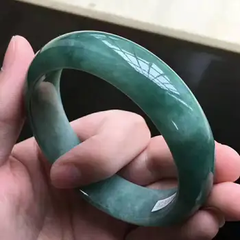 

Natural Burmese Jadeite 54-64mm Dark Green Two-tone Bracelet Elegant Princess Jewelry Send Mom to Girlfriend