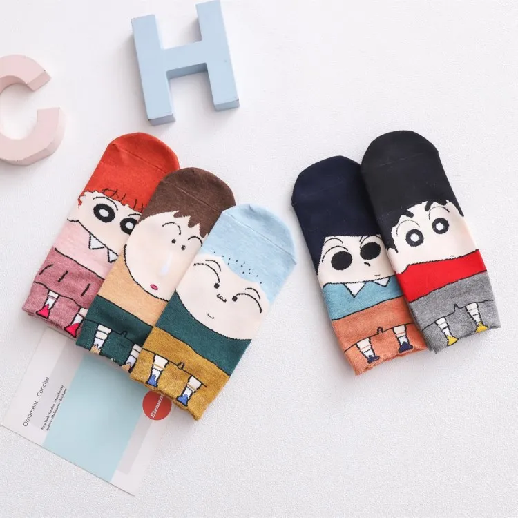 Harajuku/носки для девочек с героями мультфильмов Crayon Shin-Chan кавайные носки женские короткие носки милые женские носки с героями мультфильмов, Прямая поставка